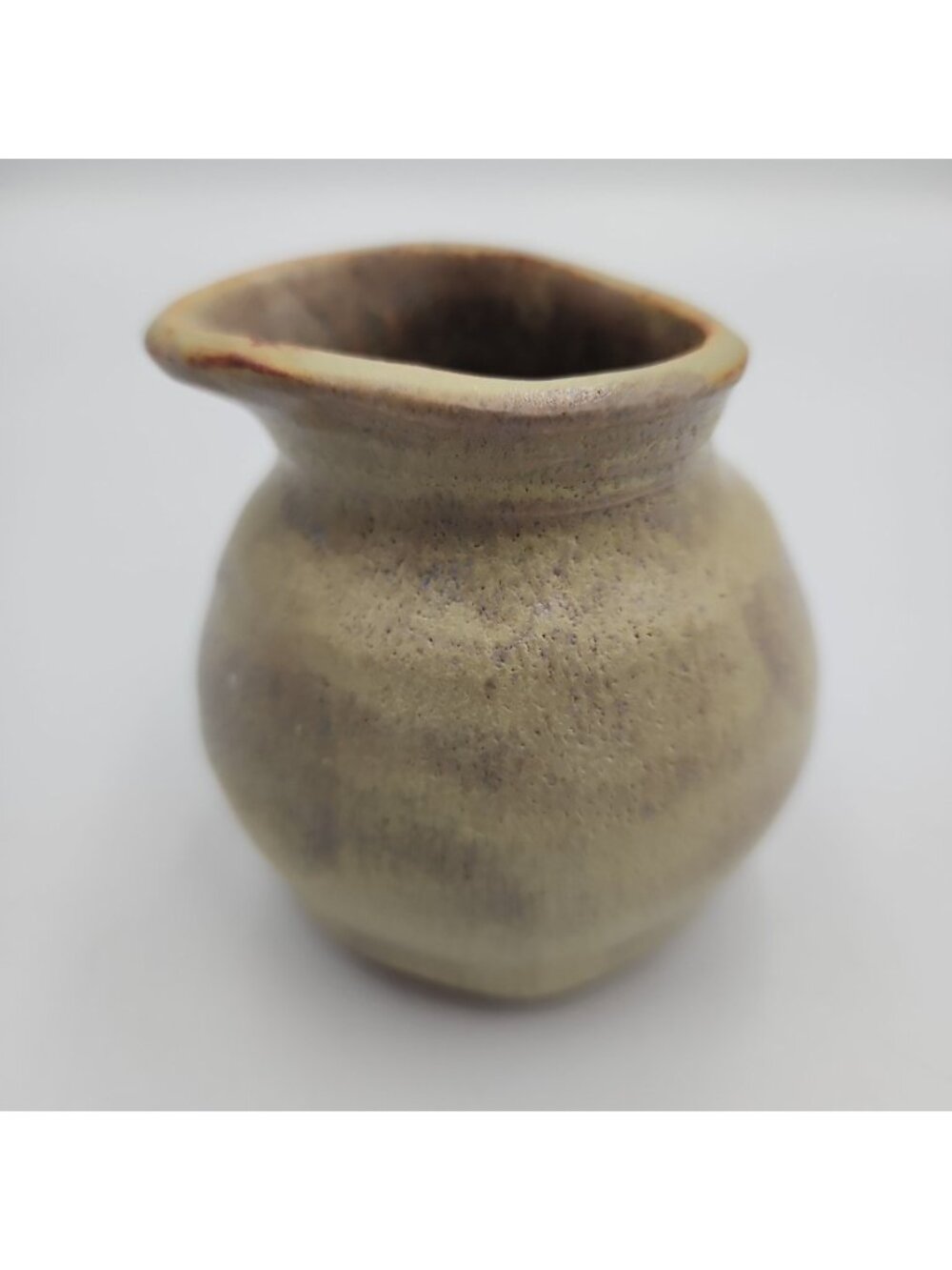 Handmade Pottery Creamer Beige 3" Stamped A